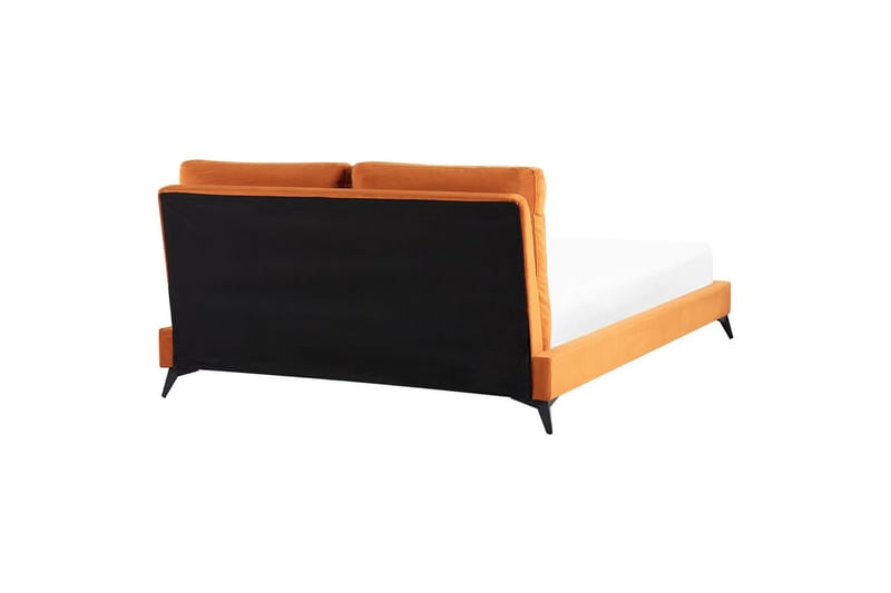 Säng med lamellram Melle - Orange, svart/Sammet, 160x200 cm - Möbler - Säng - Sängram & sängstomme