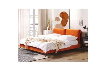 Säng med lamellram Melle - Orange, svart/Sammet, 180x200 cm - Möbler - Säng - Sängram & sängstomme