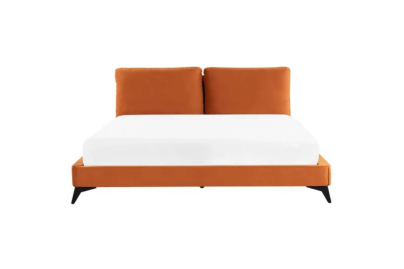 Säng med lamellram Melle - Orange, svart/Sammet, 180x200 cm - Möbler - Säng - Sängram & sängstomme