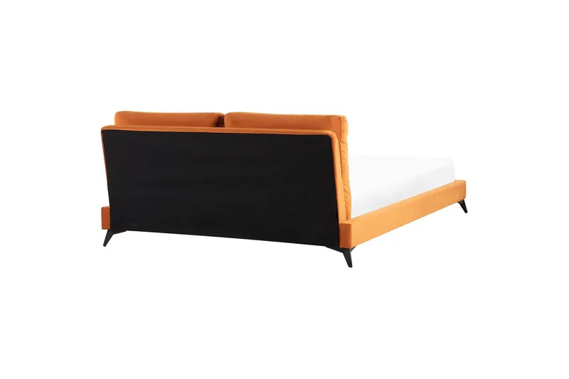 Säng med lamellram Melle - Orange, svart/Sammet, 180x200 cm - Möbler - Säng - Sängram & sängstomme