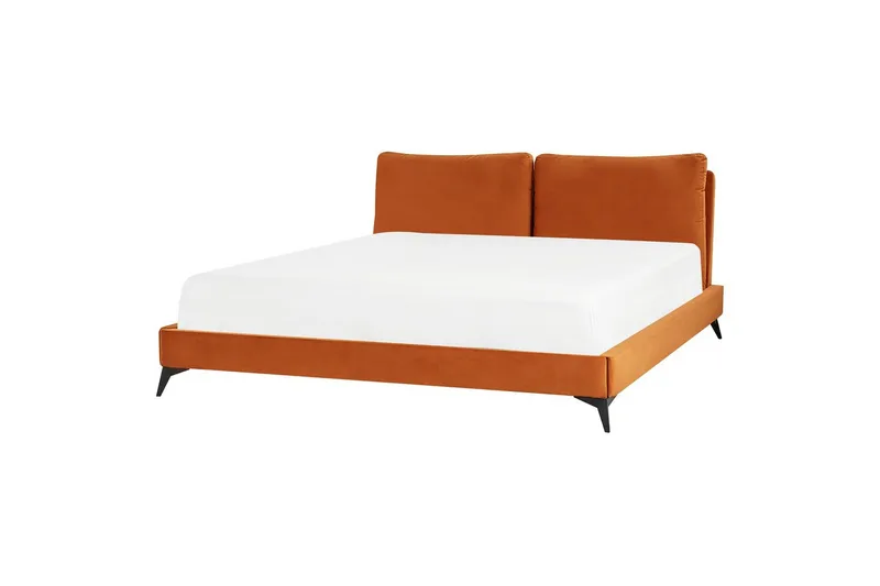 Säng med lamellram Melle - Orange, svart/Sammet, 180x200 cm - Möbler - Säng - Sängram & sängstomme