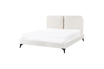 Säng med lamellram Melle - Vit, Svart/Bouclé, 140x200 cm - Möbler - Säng - Sängram & sängstomme