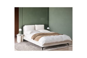 Säng med lamellram Melle - Vit, Svart/Bouclé, 140x200 cm - Möbler - Säng - Sängram & sängstomme