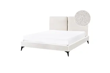 Säng med lamellram Melle - Vit, Svart/Bouclé, 140x200 cm - Möbler - Säng - Sängram & sängstomme