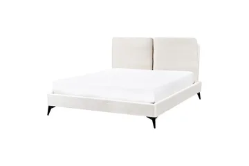 Säng med lamellram Melle - Vit, Svart/Bouclé, 140x200 cm - Möbler - Säng - Sängram & sängstomme