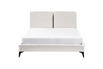 Säng med lamellram Melle - Vit, Svart/Bouclé, 140x200 cm - Möbler - Säng - Sängram & sängstomme