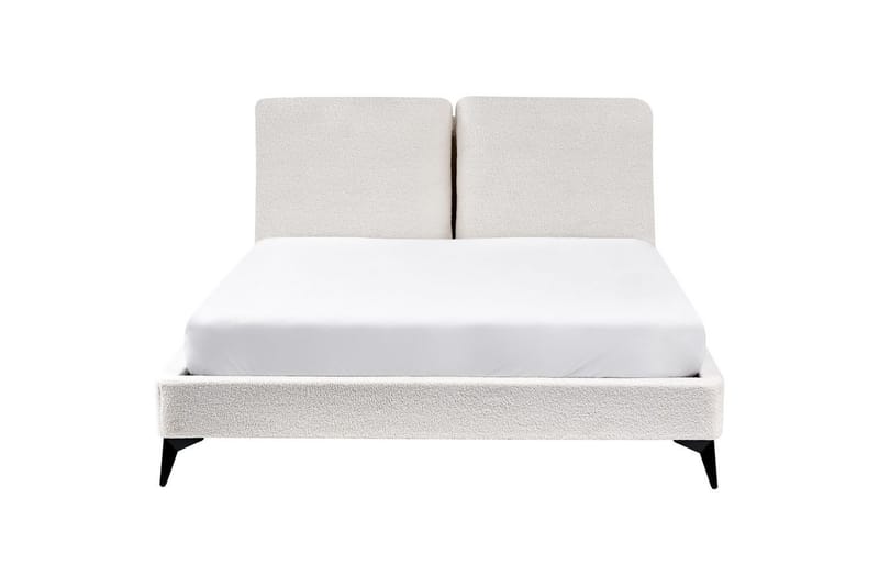 Säng med lamellram Melle - Vit, Svart/Bouclé, 140x200 cm - Möbler - Säng - Sängram & sängstomme