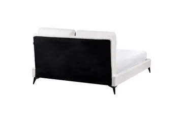 Säng med lamellram Melle - Vit, Svart/Bouclé, 140x200 cm - Möbler - Säng - Sängram & sängstomme