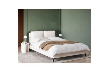 Säng med lamellram Melle - Vit, Svart/Bouclé, 140x200 cm - Möbler - Säng - Sängram & sängstomme