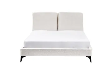 Säng med lamellram Melle - Vit, Svart/Bouclé, 140x200 cm - Möbler - Säng - Sängram & sängstomme