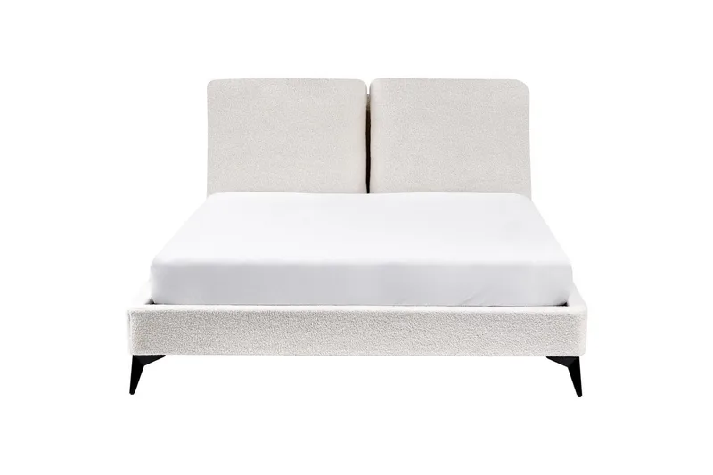 Säng med lamellram Melle - Vit, Svart/Bouclé, 140x200 cm - Möbler - Säng - Sängram & sängstomme