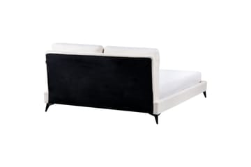 Säng med lamellram Melle - Vit, Svart/Bouclé, 160x200 cm - Möbler - Säng - Sängram & sängstomme