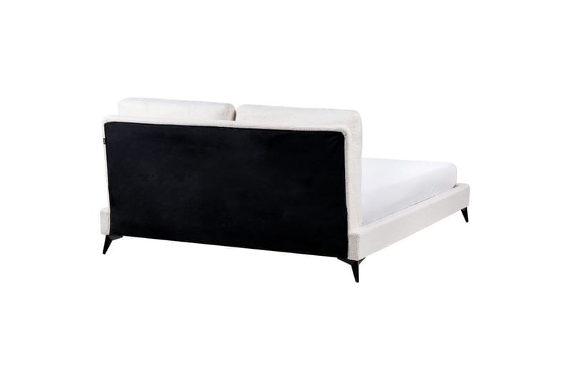 Säng med lamellram Melle - Vit, Svart/Bouclé, 160x200 cm - Möbler - Säng - Sängram & sängstomme