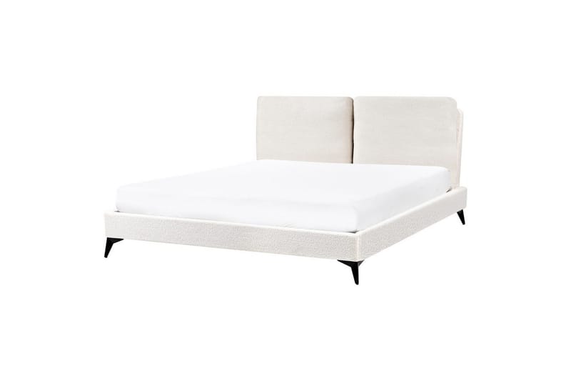 Säng med lamellram Melle - Vit, Svart/Bouclé, 160x200 cm - Möbler - Säng - Sängram & sängstomme