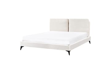 Säng med lamellram Melle - Vit, Svart/Bouclé, 160x200 cm - Möbler - Säng - Sängram & sängstomme
