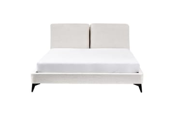 Säng med lamellram Melle - Vit, Svart/Bouclé, 160x200 cm - Möbler - Säng - Sängram & sängstomme