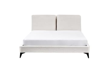 Säng med lamellram Melle - Vit, Svart/Bouclé, 160x200 cm - Möbler - Säng - Sängram & sängstomme