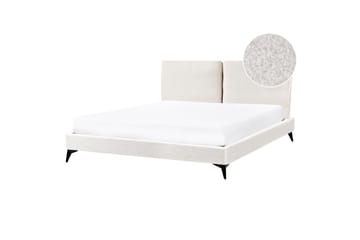 Säng med lamellram Melle - Vit, Svart/Bouclé, 160x200 cm - Möbler - Säng - Sängram & sängstomme
