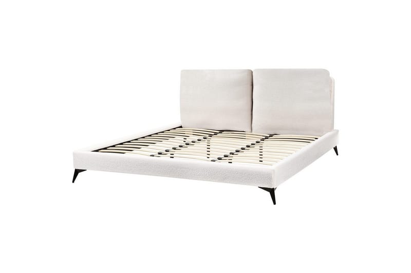 Säng med lamellram Melle, Vit, Svart/Bouclé, 180x200 cm