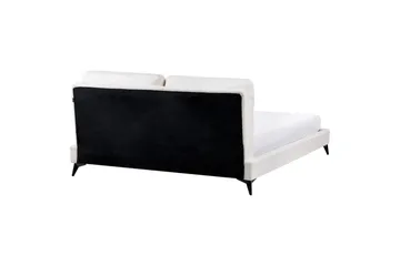 Säng med lamellram Melle - Vit, Svart/Bouclé, 180x200 cm - Möbler - Säng - Sängram & sängstomme