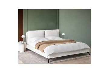 Säng med lamellram Melle - Vit, Svart/Bouclé, 180x200 cm - Möbler - Säng - Sängram & sängstomme