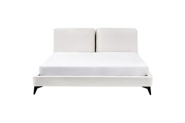 Säng med lamellram Melle - Vit, Svart/Bouclé, 180x200 cm - Möbler - Säng - Sängram & sängstomme