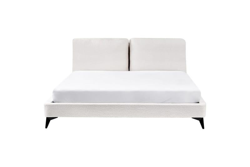 Säng med lamellram Melle - Vit, Svart/Bouclé, 180x200 cm - Möbler - Säng - Sängram & sängstomme