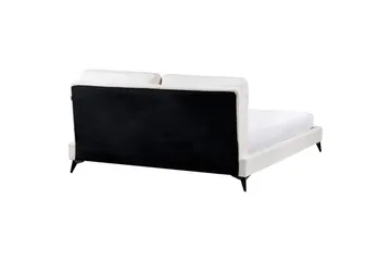 Säng med lamellram Melle - Vit, Svart/Bouclé, 180x200 cm - Möbler - Säng - Sängram & sängstomme