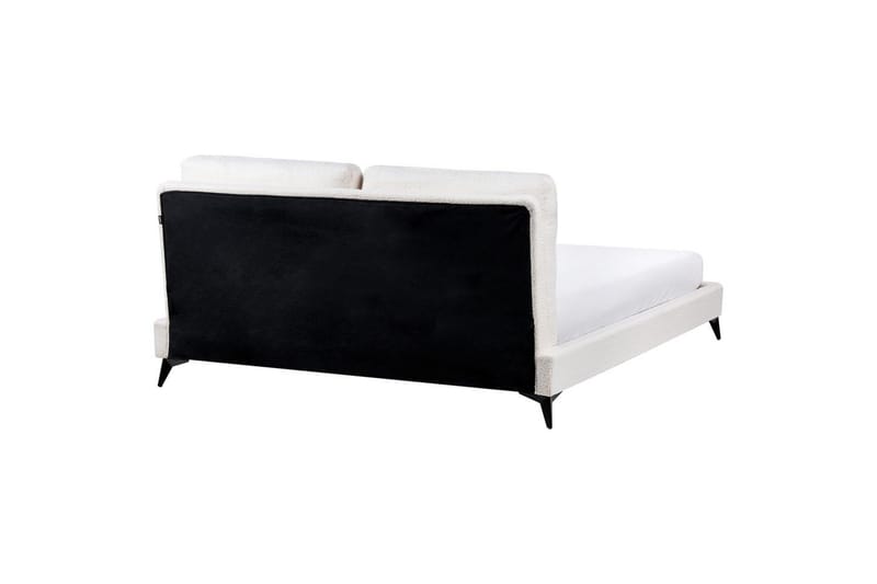 Säng med lamellram Melle - Vit, Svart/Bouclé, 180x200 cm - Möbler - Säng - Sängram & sängstomme