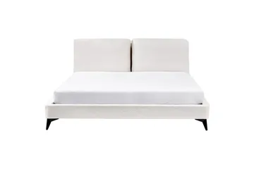 Säng med lamellram Melle - Vit, Svart/Bouclé, 180x200 cm - Möbler - Säng - Sängram & sängstomme