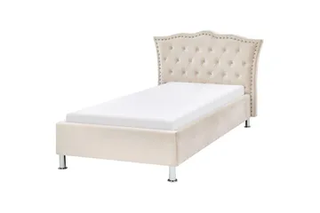 Säng med lamellram Metz - Beige, Silver/Sammet, 90x200 cm - Möbler - Säng - Sängram & sängstomme