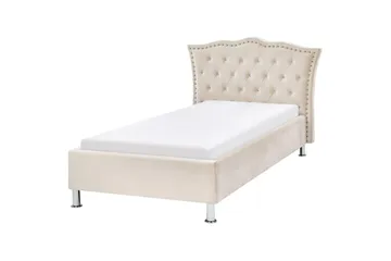 Säng med lamellram Metz - Beige, Silver/Sammet, 90x200 cm - Möbler - Säng - Sängram & sängstomme