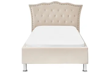 Säng med lamellram Metz - Beige, Silver/Sammet, 90x200 cm - Möbler - Säng - Sängram & sängstomme