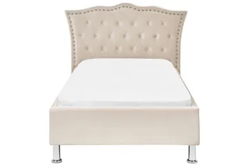 Säng med lamellram Metz - Beige, Silver/Sammet, 90x200 cm - Möbler - Säng - Sängram & sängstomme