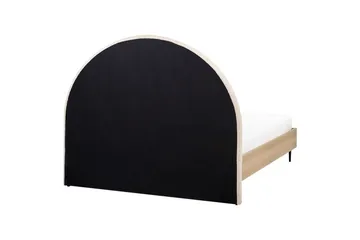 Säng med lamellram Millay - Beige, ljust trä, svart/Bouclé, 140x200 cm - Möbler - Säng - Sängram & sängstomme