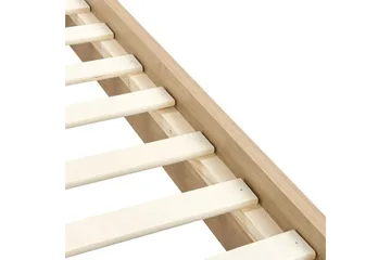 Säng med lamellram Millay - Beige, ljust trä, svart/Bouclé, 140x200 cm - Möbler - Säng - Sängram & sängstomme