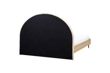 Säng med lamellram Millay - Beige, ljust trä, svart/Bouclé, 160x200 cm - Möbler - Säng - Sängram & sängstomme