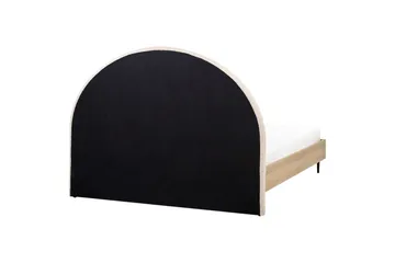 Säng med lamellram Millay - Beige, ljust trä, svart/Bouclé, 160x200 cm - Möbler - Säng - Sängram & sängstomme