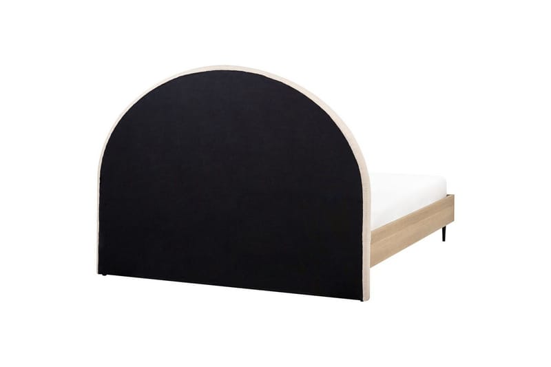Säng med lamellram Millay - Beige, ljust trä, svart/Bouclé, 160x200 cm - Möbler - Säng - Sängram & sängstomme