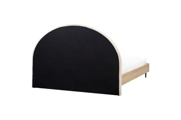 Säng med lamellram Millay - Beige, ljust trä, svart/Bouclé, 180x200 cm - Möbler - Säng - Sängram & sängstomme