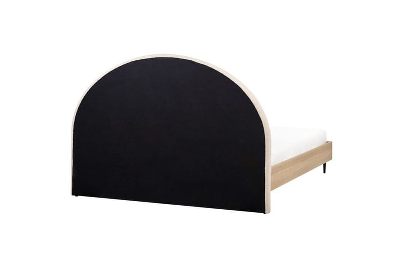 Säng med lamellram Millay - Beige, ljust trä, svart/Bouclé, 180x200 cm - Möbler - Säng - Sängram & sängstomme