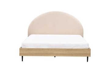 Säng med lamellram Millay - Beige, ljust trä, svart/Bouclé, 180x200 cm - Möbler - Säng - Sängram & sängstomme