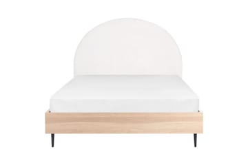 Säng med lamellram Millay - Vit, ljust trä, svart/Polyester, 140x200 cm - Möbler - Säng - Sängram & sängstomme