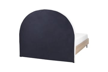 Säng med lamellram Millay - Vit, ljust trä, svart/Polyester, 140x200 cm - Möbler - Säng - Sängram & sängstomme