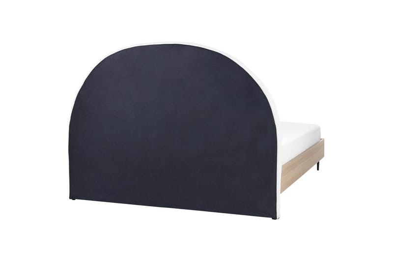 Säng med lamellram Millay - Vit, ljust trä, svart/Polyester, 160x200 cm - Möbler - Säng - Sängram & sängstomme