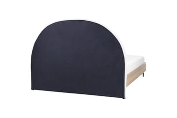 Säng med lamellram Millay - Vit, ljust trä, svart/Polyester, 160x200 cm - Möbler - Säng - Sängram & sängstomme