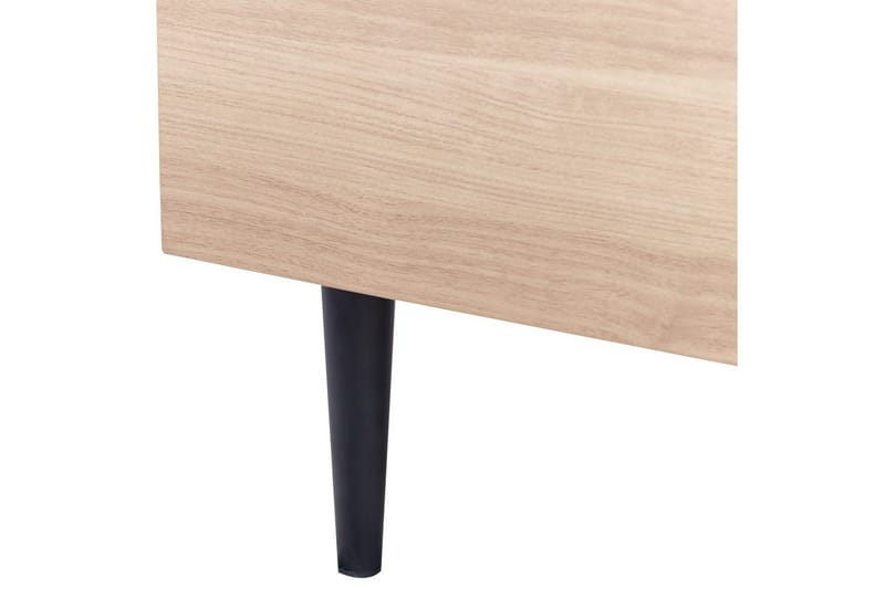 Säng med lamellram Millay - Vit, ljust trä, svart/Polyester, 180x200 cm - Möbler - Säng - Sängram & sängstomme