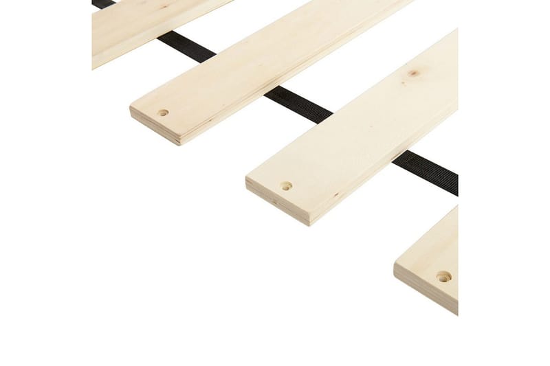 Säng med lamellram Millay - Vit, ljust trä, svart/Polyester, 180x200 cm - Möbler - Säng - Sängram & sängstomme