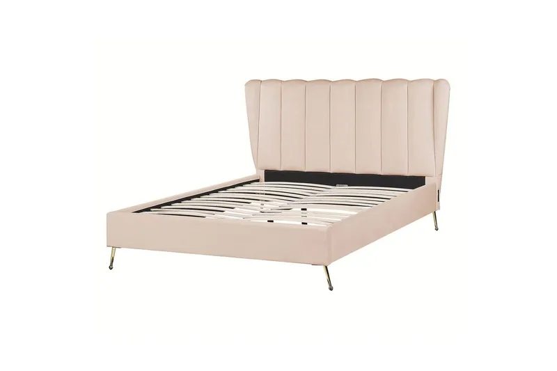 Säng med lamellram Miribel - Beige, guld, 140x200 cm - Möbler - Säng - Sängram & sängstomme