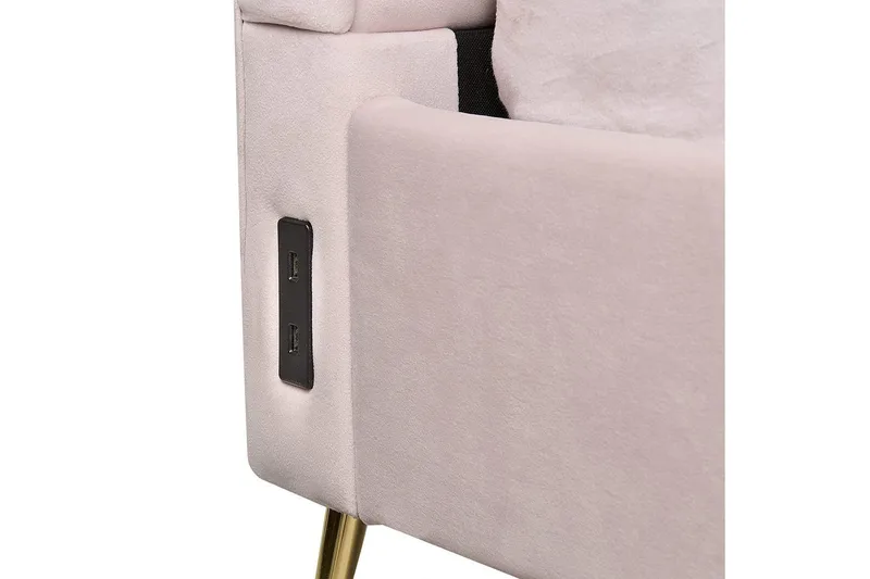 Säng med lamellram Miribel - Rosa, guld, 140x200 cm - Möbler - Säng - Sängram & sängstomme